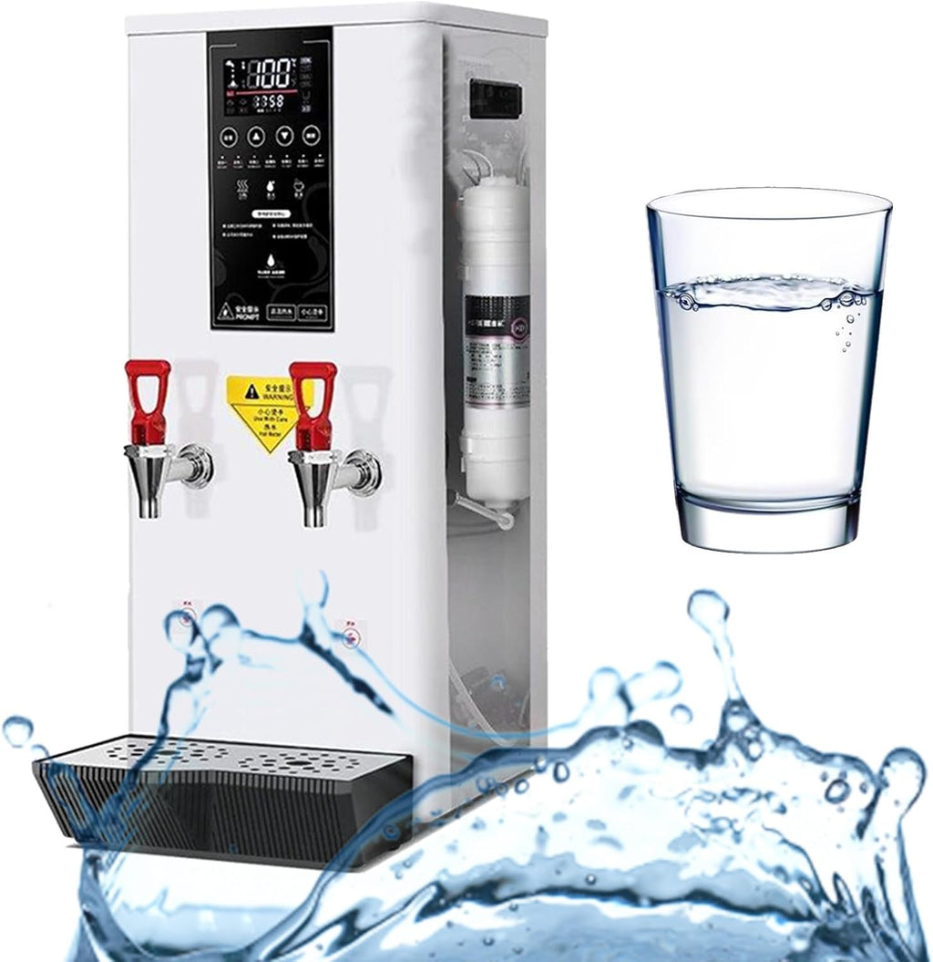 3000W Hot Water Dispenser Built-in Water Purifier, Step-Heating Water Boilers for Tea Making & Hot Drinks, LCD Touch Screen, Dual Faucet,White-hot hot
