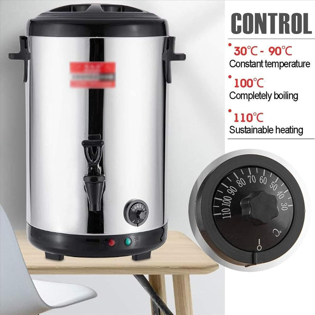 8L/12L/16/18L Electric Hot Water Urn, Insulated Beverage Server/Dispenser,Double Wall Stainless Steel Commercial Coffee Boiler For Large Groups (A 8L)