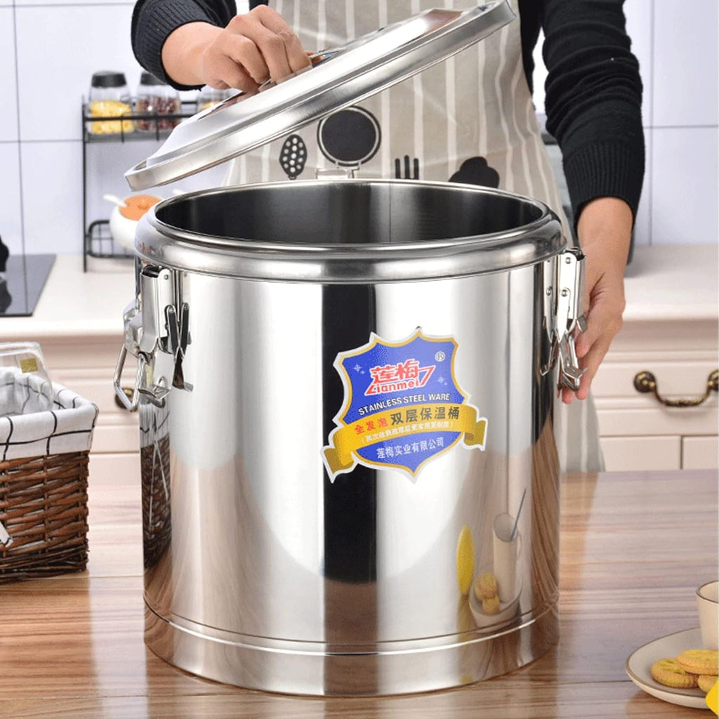 Stainless Steel Insulated Barrel, Soup Barrel Commercial Beverage Dispenser Coffee Urn for Hot Water Milk Tea Coffee Juice Home Party Use/Silver/10L