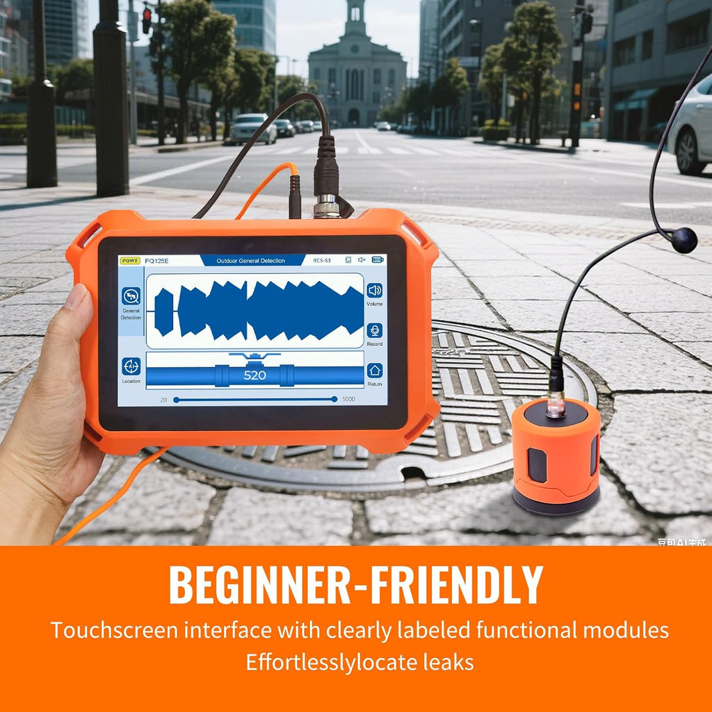 Underground Water Leak Detectors for Home and Outdoor PQ125C Wall Pipe Water Leakage Detection with Touchscreen Earphone and Carrying Case Multi Sensor Acoustic Pipeline Sound Intensifier