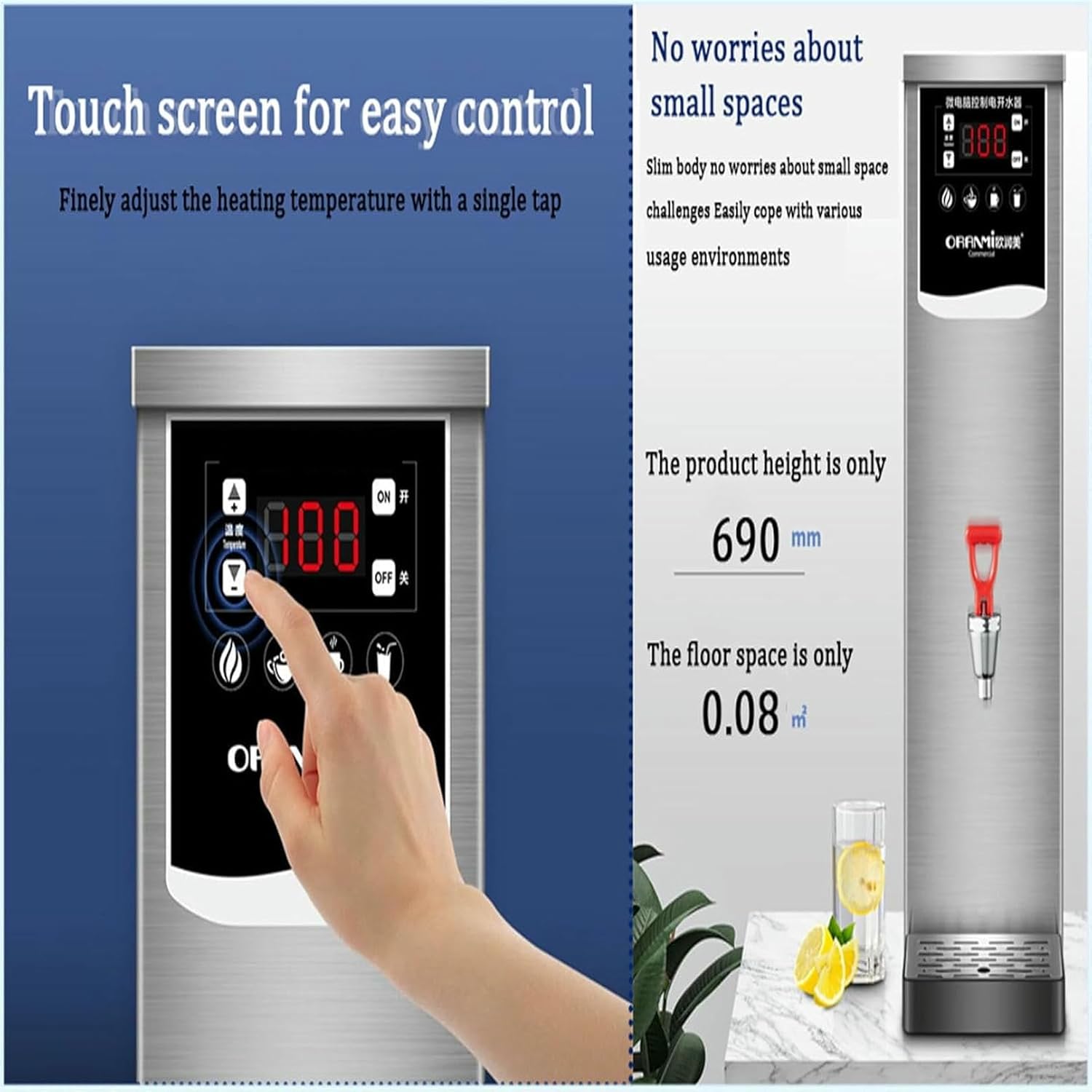 Drinking Hot Water Boiler, 20l Stainless Steel Automatic Water Heater, Commercial Water Boiler, 2.5kw Household Adjustable Intelligent Large Screen Touch, Non Drip Tap