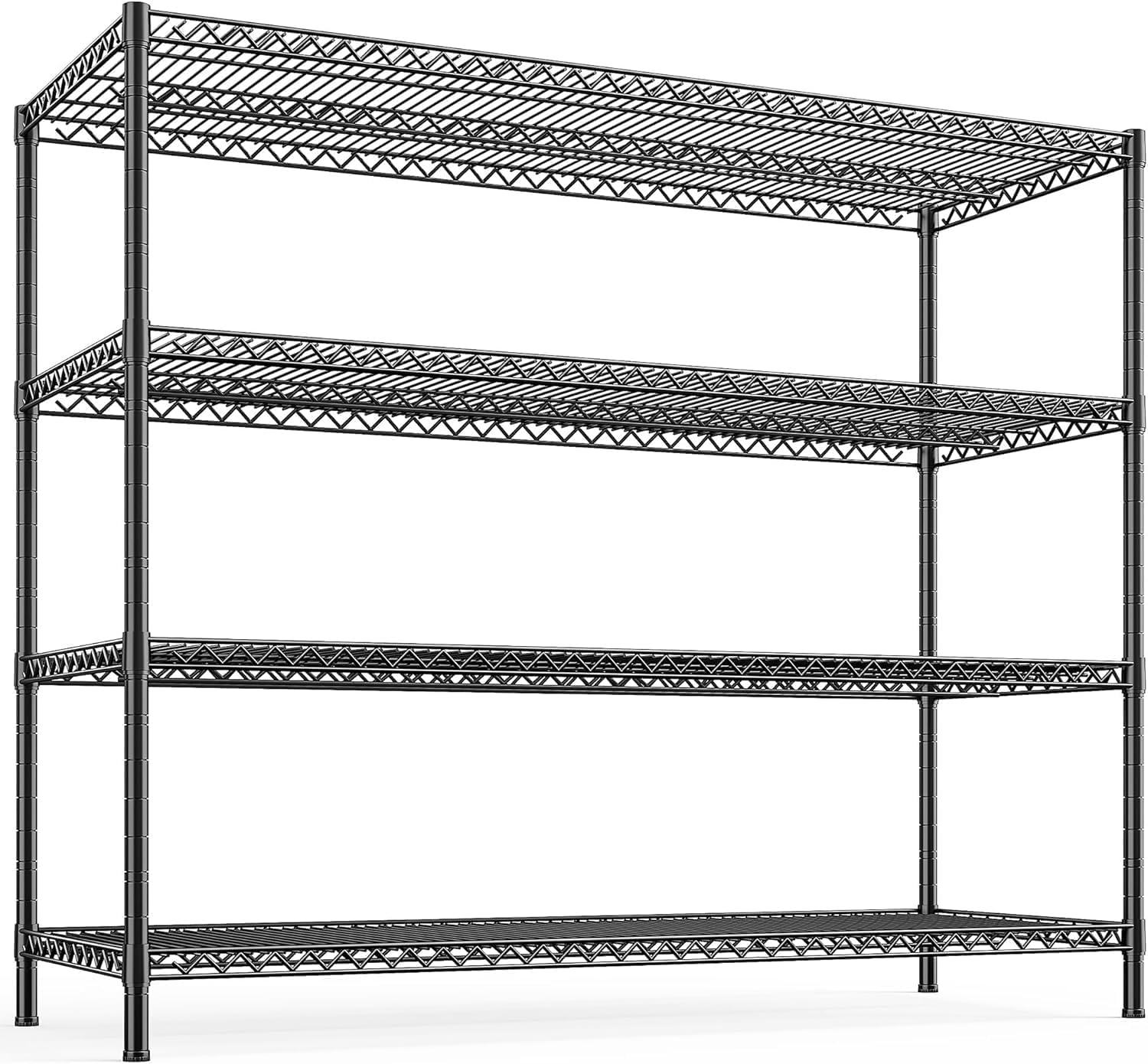 REIBII 55.5' W Storage Shelves 2560LBS Metal Shelving 4 Tier Wire Shelving Unit Garage Shelving Heavy Duty Metal Shelves for Storage Rack Commercial Adjustable Pantry Shelf, 55.5' W X 18''D X 55.5' H