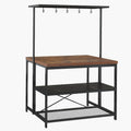 42' Kitchen Island with Storage, Multi-Functional Coffee Bar Station - 3-Tier Bakers Rack with Heavy Duty Steel Frame for Small Spaces (Farmhouse Style, Retro Color)