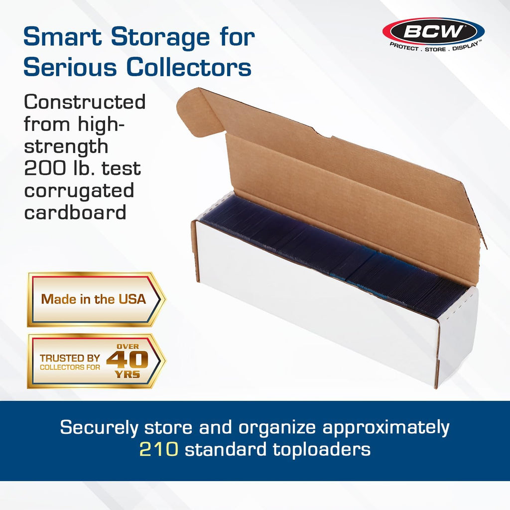 BCW 14-Inch Toploader Storage Box - 25 Pack | Holds 210 Toploaders | Durable Cardboard Organizer for Sports & Trading Cards