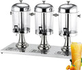 Cold & Hot Drink Dispenser with Spigot, Stainless Steel Beverage Dispenser Cold and Hot Water Dispenser for Tea, Coffee, Milk, Juice(Triple Heads)