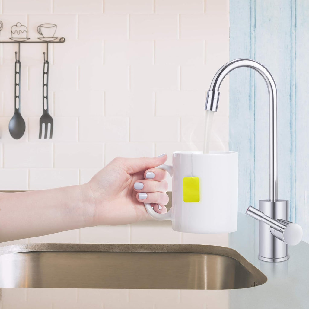 Ready Hot 41-RH-300-F560-CH Instant Hot Water Dispenser System, 2.5 Quarts, Digital Display Dual Lever Hot and Cold Water Faucet Polished Chrome