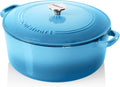 Cuisinart Chef's Classic Enameled Cast Iron Dutch Oven with Lid, Porcelain Enameled Interior, Oven Safe, Induction Compatible, 7-Quart, Round, Blue Gradient