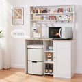 69' Coffee Bar with Mini Fridge Space, Mini Fridge Cabinet with Power Outlet, Liquor Wine Cabinet, Microwave Stand with Storage, Refrigerator Stand for Kitchen, Apartment, Home Bar, Dorm
