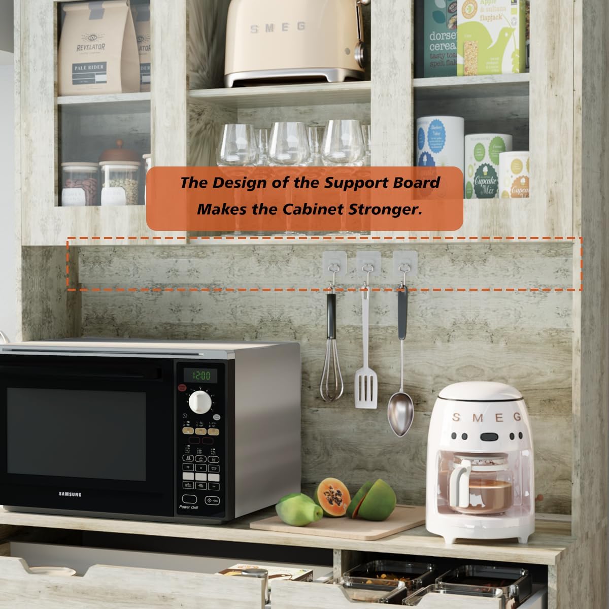 71' Tall Kitchen Pantry Storage Cabinet Large Farmhouse Hutch Cabinet with Microwave Stand, Charging Station, Adjustable Shelves, Countertop for Dining Room, Living Room, Grey