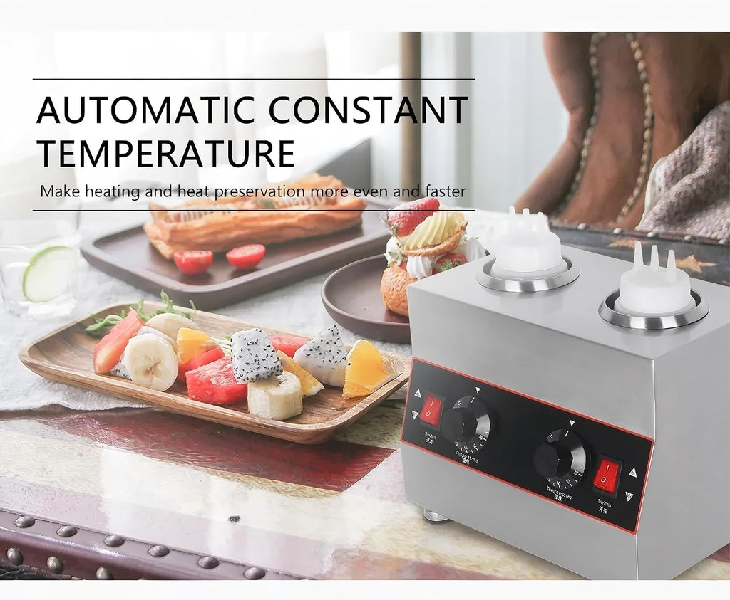 Commercial Electric Sauce Warmer, Hot Fudge Warmer, Electric Cheese Sauce Warmer Dispenser Cheese Dispenser Warmer with 4 Pump, 110v/60Hz