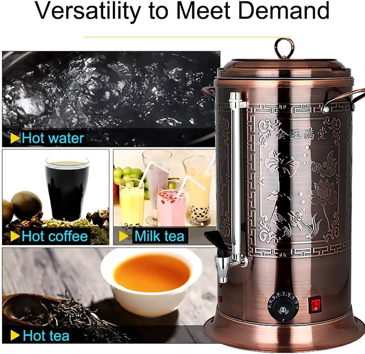 Catering Urn, Stainless Steel Hot Water Boiler Urn Dispenser, Temperature Control 30-110 Degree For Home Shop Hotel Commercial Or Office Use (Size : 20L)