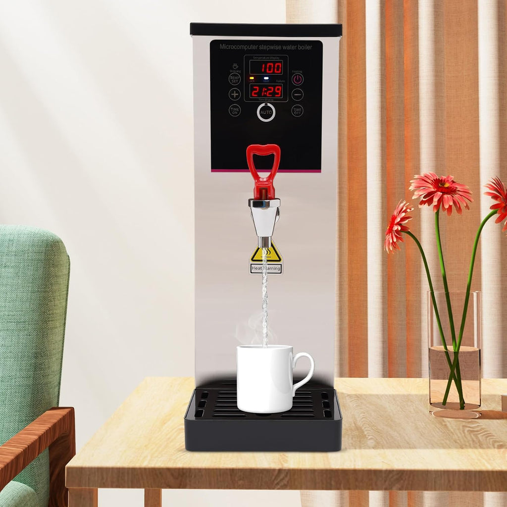 Electric Water Boiler and Dispenser, Commercial Full-Automatic Boiling Water Machine, Stainless Steel Liner and LCD Display for Tea Coffee Shop Dessert Shop Hotel (10L)