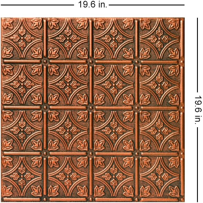 À LA MAISON CEILINGS R125 Emma's Flowers Foam Glue-Up Ceiling Tile (128 Sq. Ft./Case), Pack of 48, Antique Copper