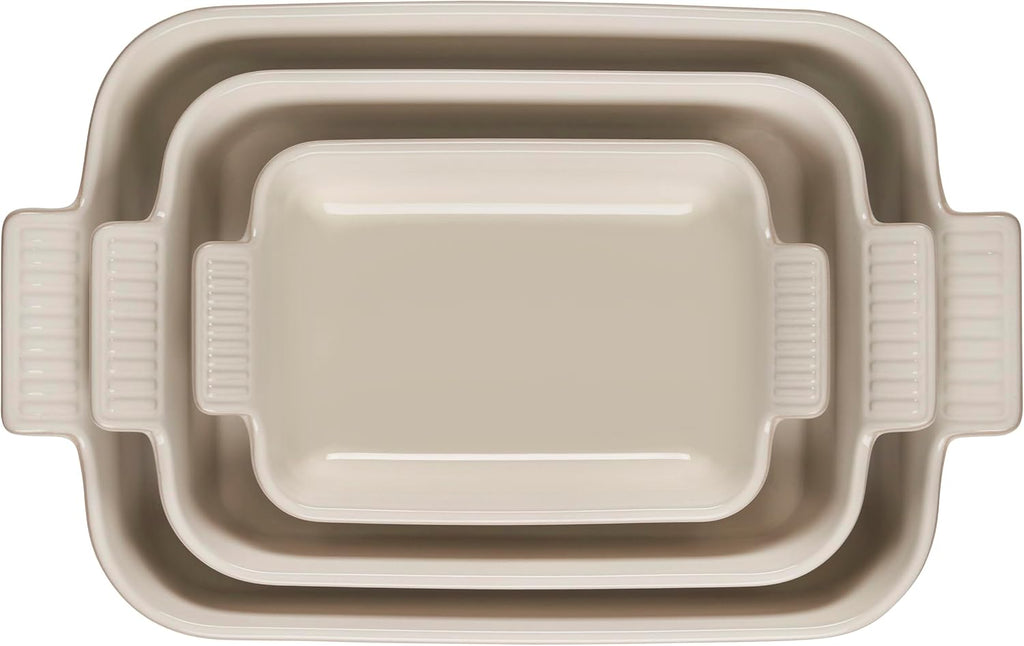 Le Creuset Stoneware Heritage 3-Piece Rectangular Baking Dish Set, Riviera