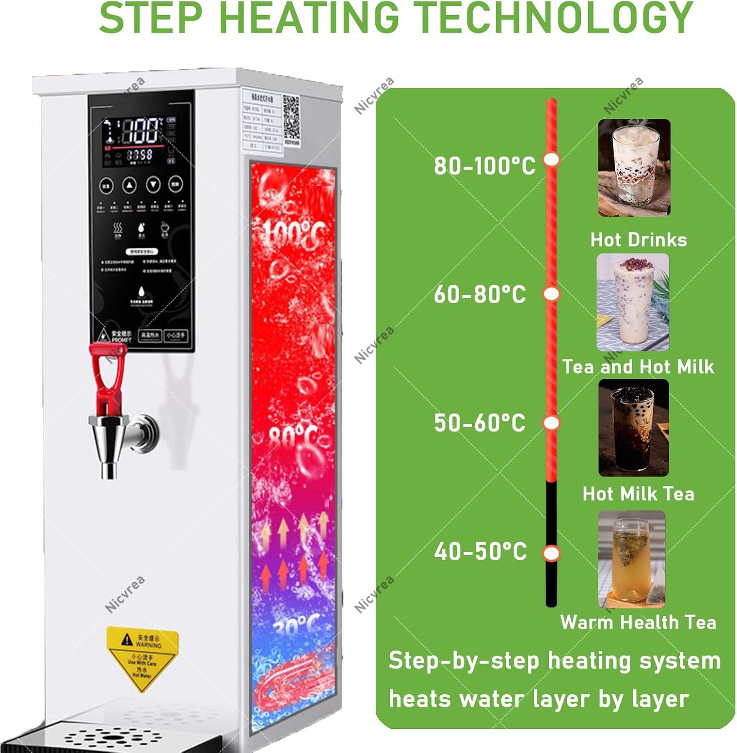 25L Commercial Instant Hot Water Boiler with Automatic Dispenser | 1000W Fast Heating, Energy-Saving, for Catering, Restaurants, Offices Silver