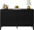 Best Choice Products 55' Modern 4-Door Sideboard Storage Cabinet, Buffet, Media Cabinet, Cupboard, Entryway Accent Table, Bookcase w/Reed Panels and Adjustable Shelves - Black