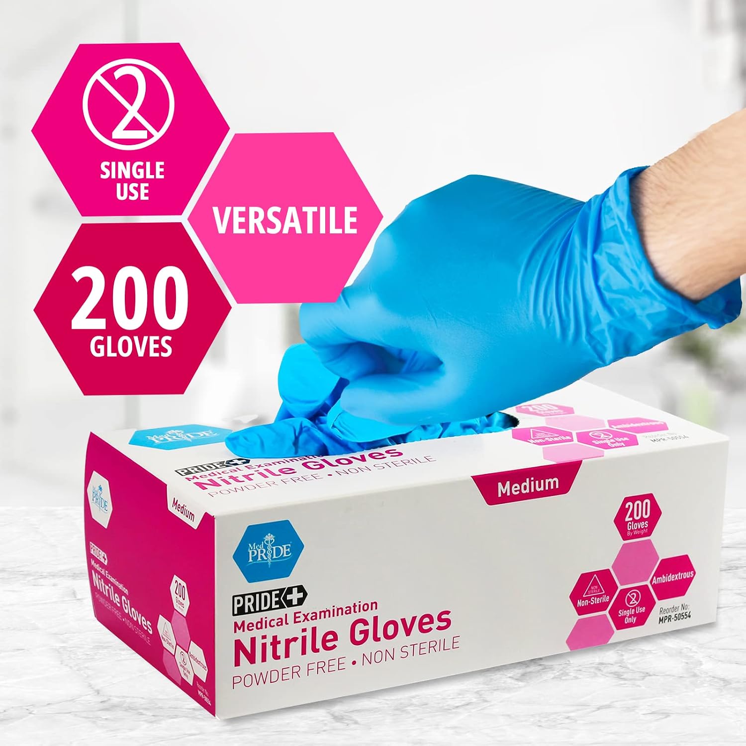 Medpride Medical Examination Nitrile Gloves|Small Case of 2000| Blue, Latex/Powder-Free, Non-Sterile Exam Gloves| Professional Grade for Hospitals, Law Enforcement, Tattoo Artists, First Response