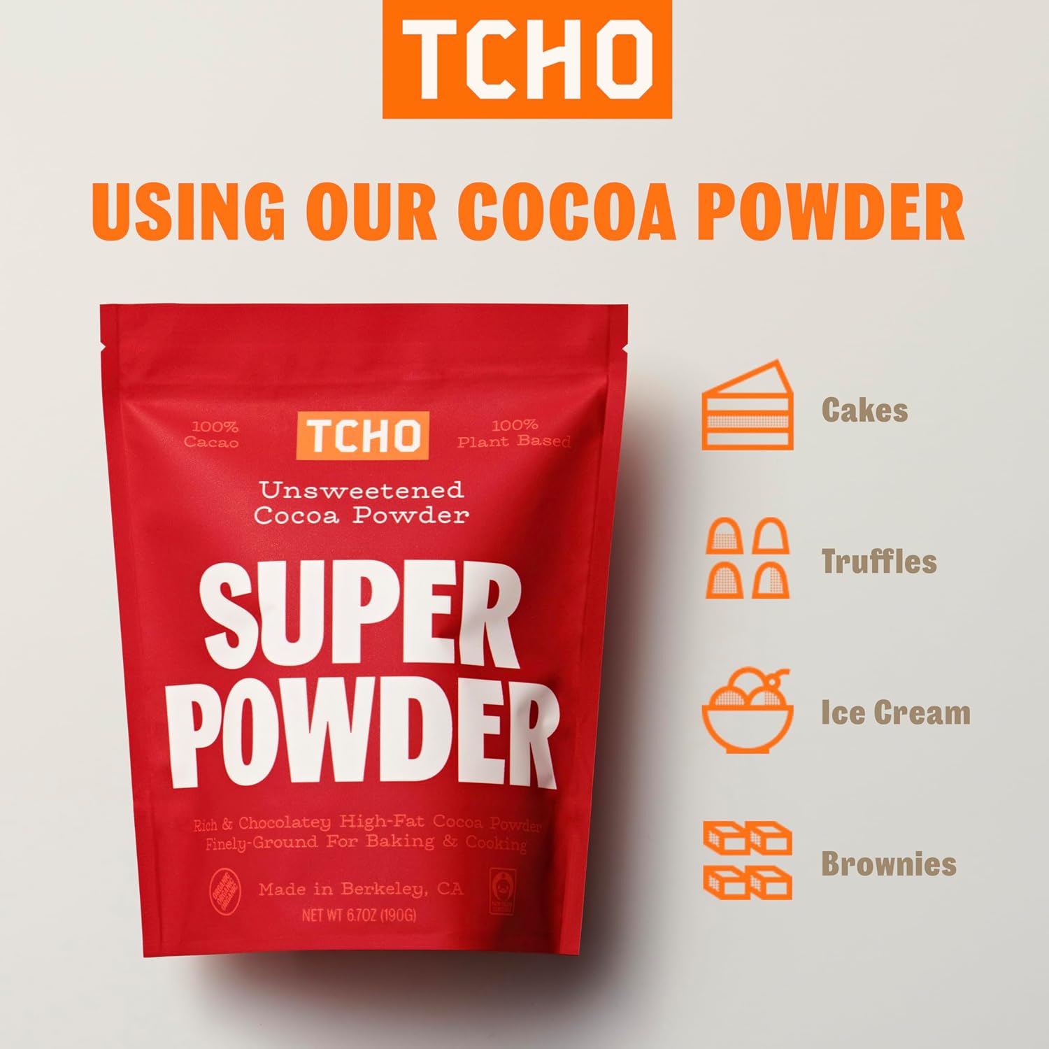TCHO Cocoa Powder unsweetened (3 Pack) 100% Plant Based, Organic Cocoa Powder, Vegan, Kosher, Non-GMO, Non-Dairy, Unsweetened Cocoa | 6.7oz each - 3 Pack