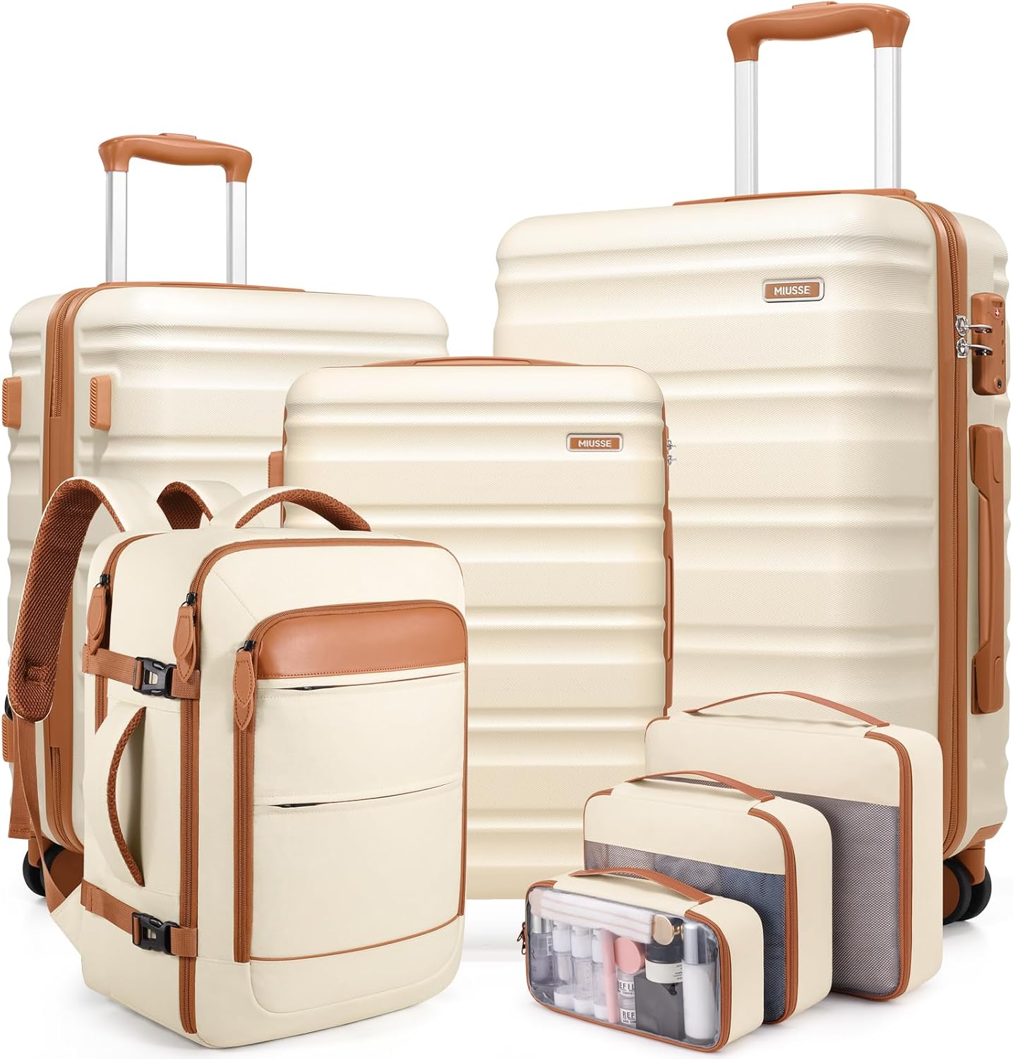 7 Piece Luggage Sets with Premium YKK Zipper, 20/24/28in PC Hardside Suitcase With Spinner Wheels, Luggage Airline Approved, Durable Suitcase Sets with TSA Locks for Travel