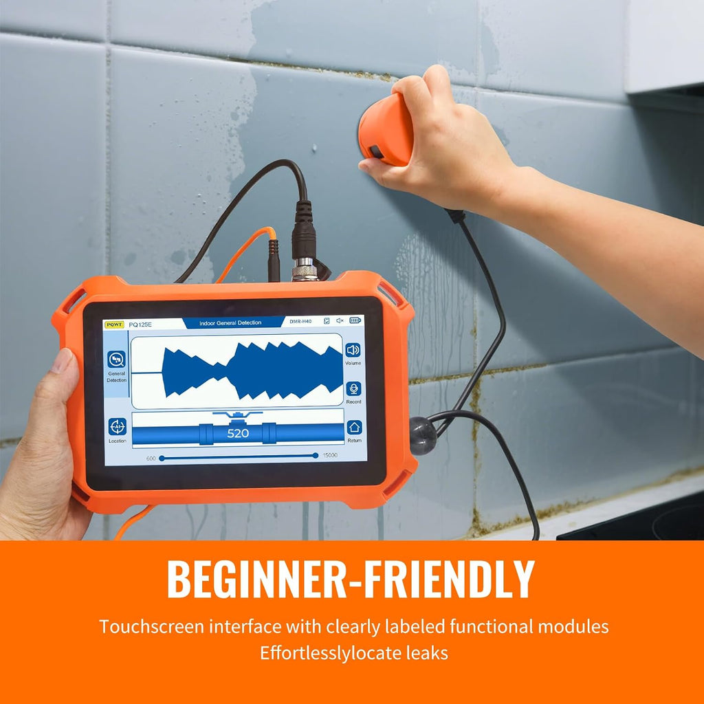 Underground Water Leak Detectors for Home PQ125A Wall Pipe Water Leakage Detection with Touchscreen Earphone and Carrying Case Multi Sensor Acoustic Pipeline Sound Intensifier