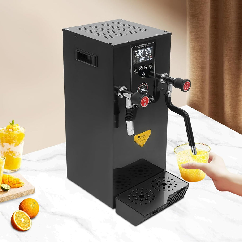 Commercial Hot Water Dispenser, 12L/3.2 Gallon 3000W, 304 Stainless Steel Instant Heating with Fixed Timer & Lcd Display for Coffee Shops, Tea Houses, Restaurants, and Offices (Black)