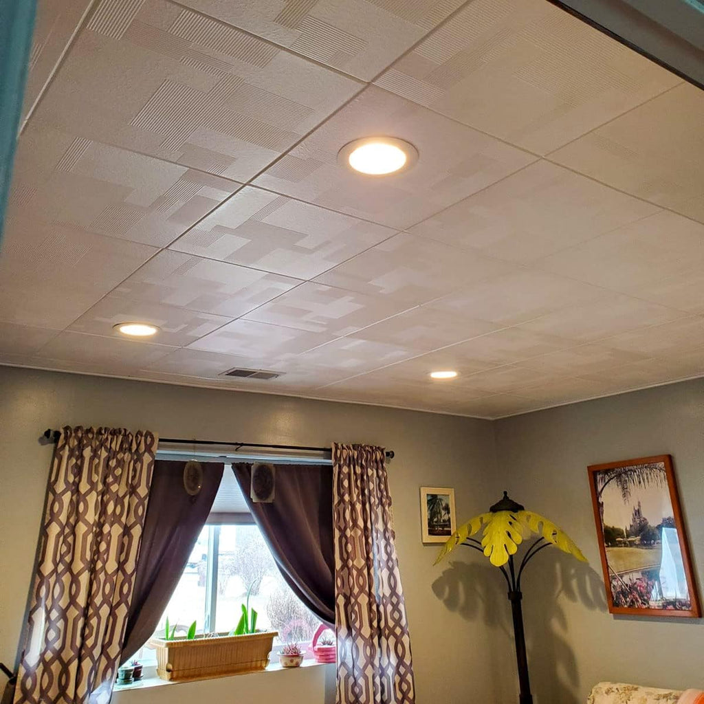 À LA MAISON CEILINGS R187 Vectors Foam Glue-up Ceiling Tile (128 sq. ft./Case), Pack of 48, Plain White