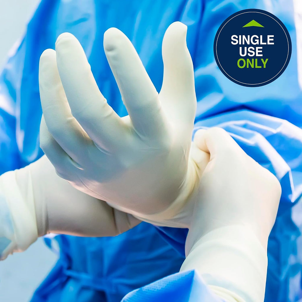 HALYARD Surgical Gloves Latex Sterile Individually Wrapped Pairs Powder Free Medical Disposable Gloves, 8.7 mil, Size 5.5 XS, Cream, SGL65055 (Case of 200 Pairs - 400 Total)