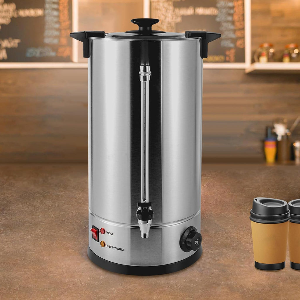 Commercial Hot Water Urn 25L with Temperature Control, Stainless Steel Electric Boiler, 30-110℃ Adjustable, Double-Layer Insulation for Coffee, Tea & Catering