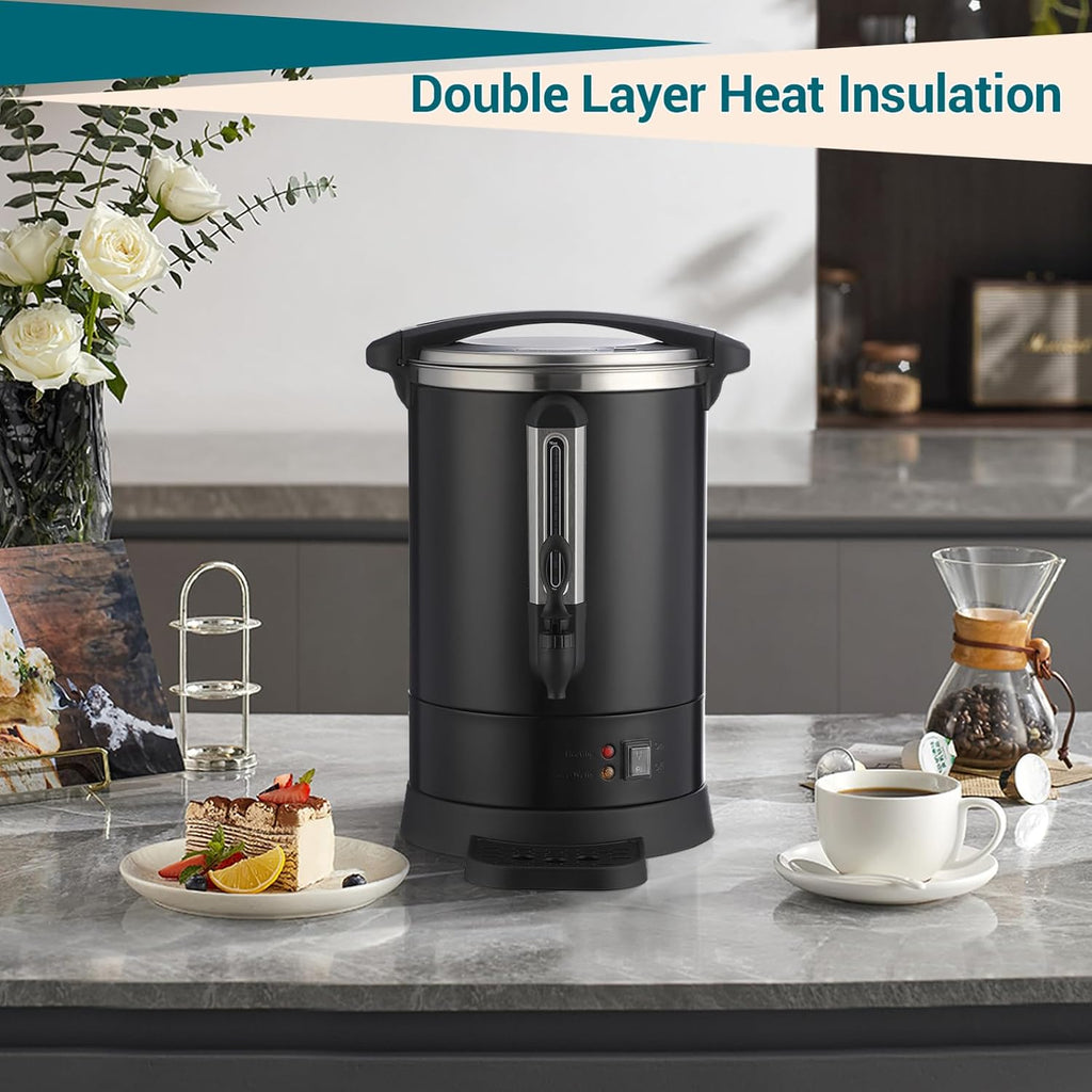 ‌Electric Hot Water Urn 80-Cup 12L Commercial - Double Wall Hot Beverage Dispenser with Fast Brew, Easy-Clean Stainless Steel Design for Weddings, Parties, Restaurants, Buffets