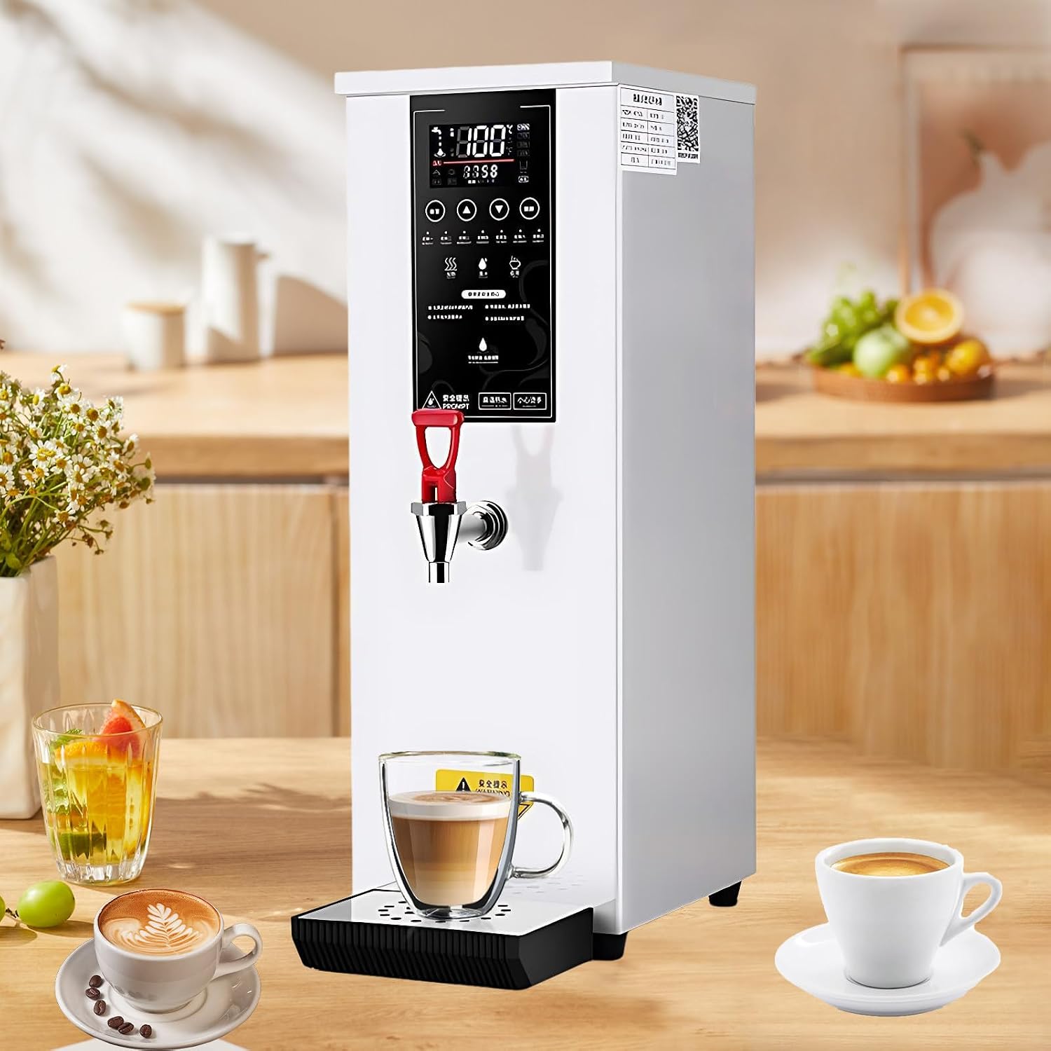 3000w Commercial Hot Water Dispenser,Step-Heating Electric Water Boiler,Triple-Layer Thermal Insulation,304 Stainless Steel Liner,For Coffee Home Office White