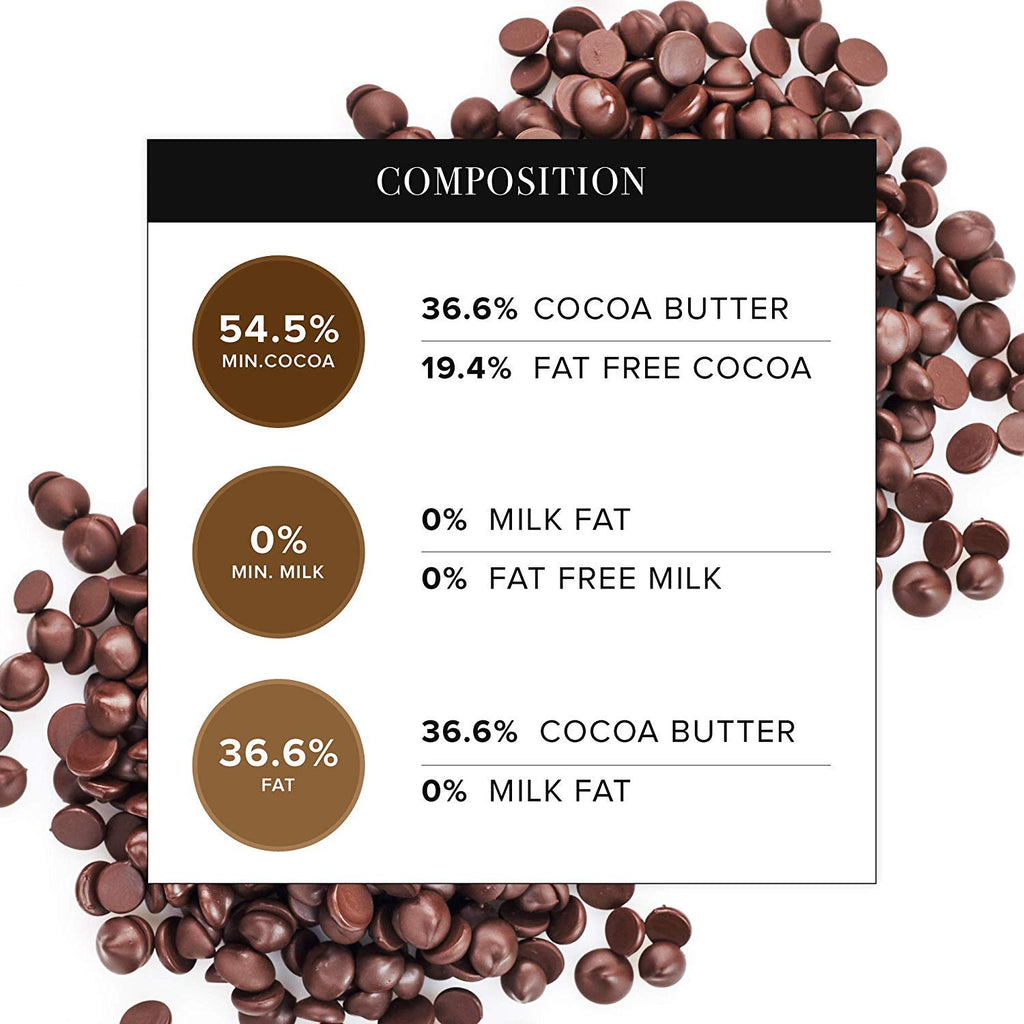 Dark Couverture 54.5% - Callets - 22 Lbs, Gluten Free, Kosher