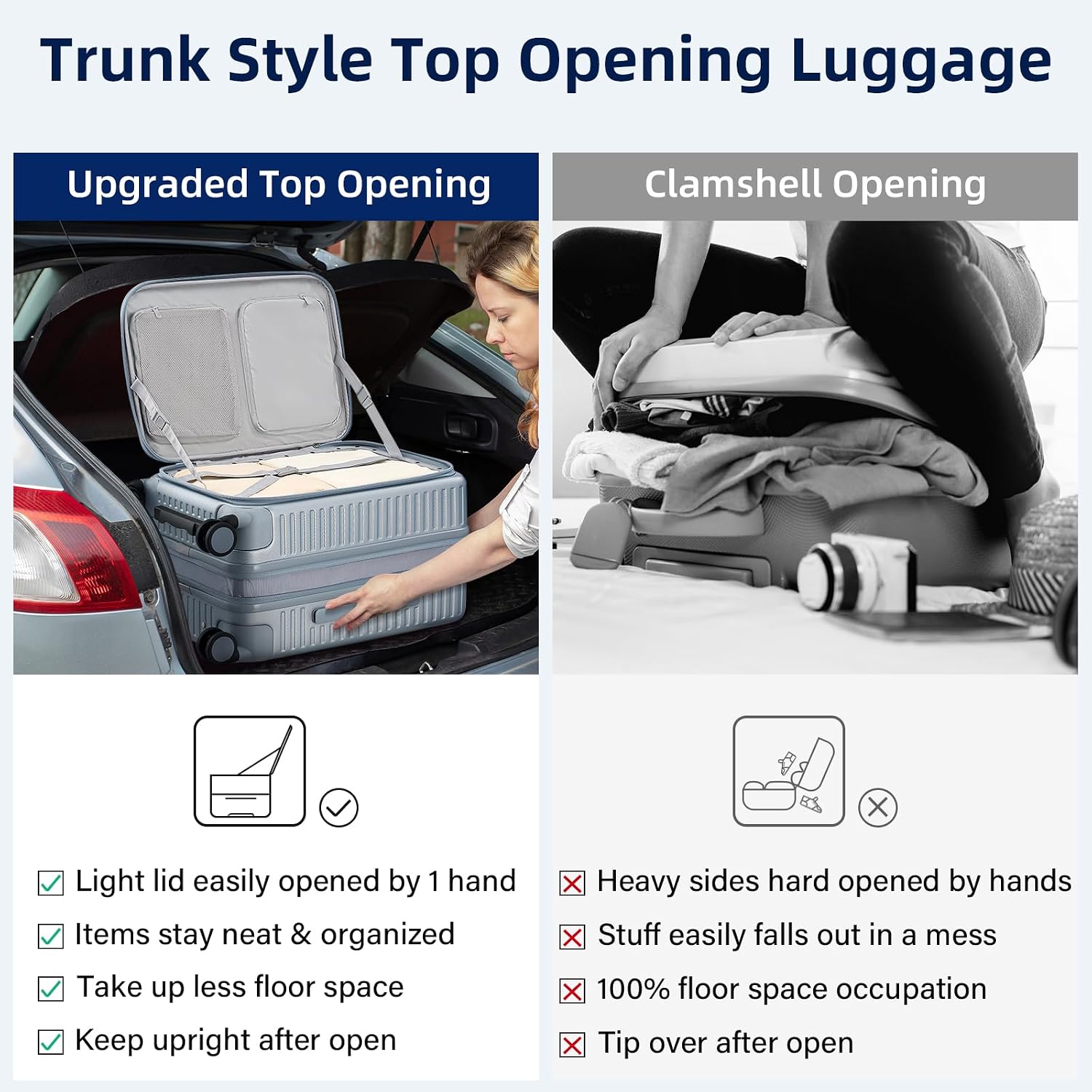 HanTrip 20 Inch Carry on Luggage 22x14x9 Airline Approved Hard Shell Suitcases with Wheels, Top Opening Expandable Carry on Luggage with Cup Holder Small Rolling Suitcase with Lock, Silver