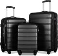Merax Luggage Set, Lightweight Carry on Luggage Airline Approved, Hard Case with Spinner Wheels,Black, 3 Set