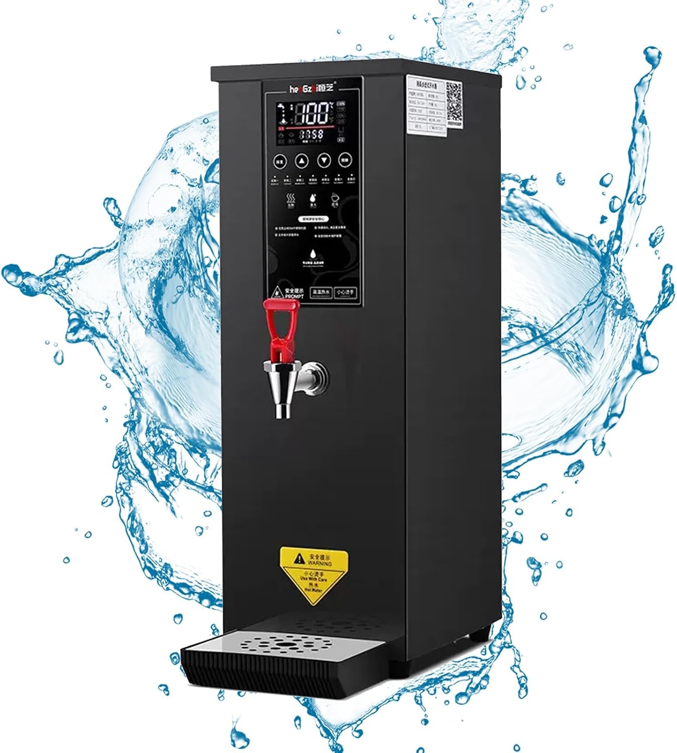 60L/H Professional LCD Touch Boiling Water Machine,Commercial Electric Hot Water Dispenser with Built-in Water Purifier (Black 110V)