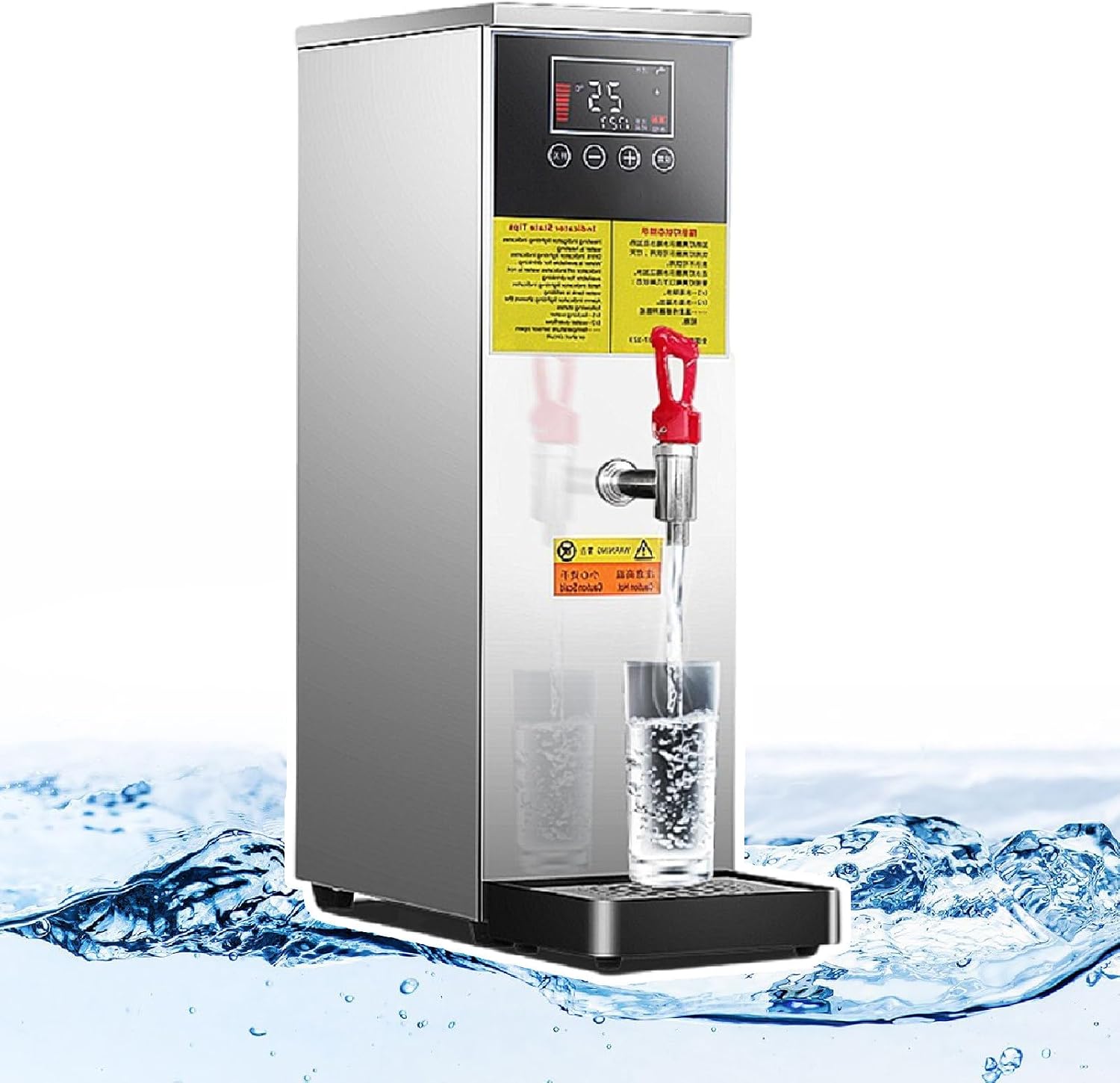 Commercial Step Boiling WaterHeater - 3KW Instant Hot Water Dispenser with Digital Temperature Control (40°C-100°C), 25L/40L/50L Per Hour, for Coffee Shop, Restaurant, Office (Silver 40l)