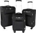 WireHot 3-Piece Softside Expandable Luggage Set with Front Open Pocket, Lightweight and Durable Oxford Fabric Suitcase Set with TSA Lock (Black, 20in/24in/28in)