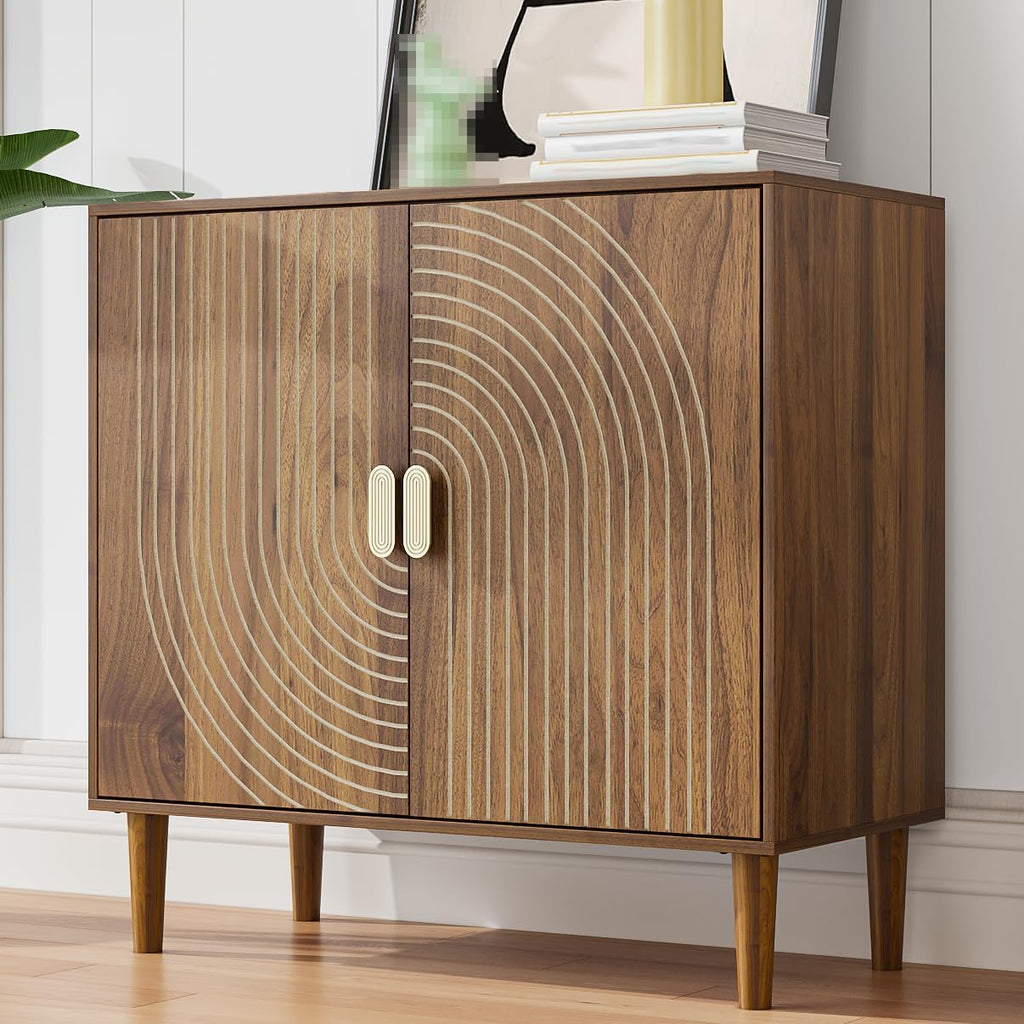 Sideboard Buffet Cabinet with Storage,Sideboard Buffet with Doors and Adjustable Shelf,Wooden Storage Cabinet, 31.3'W x 15.0'D x 30.6'H (Walnut)