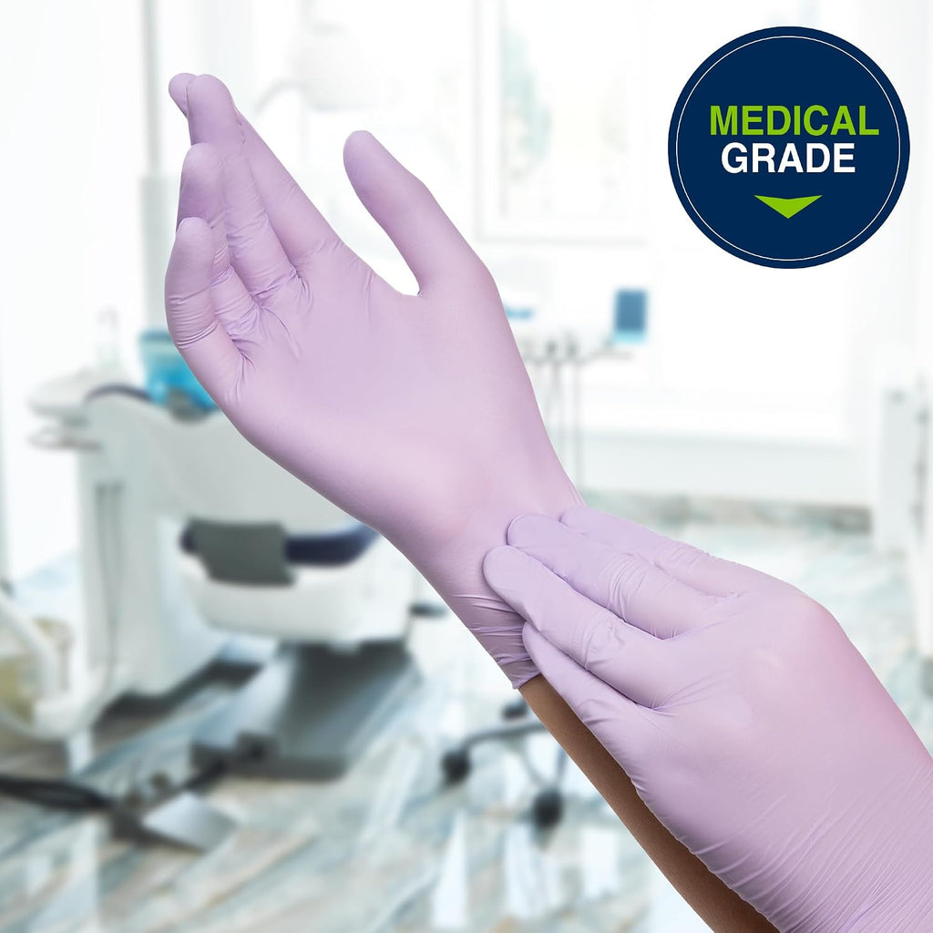 HALYARD Lavender Nitrile Exam Gloves, Disposable, Household Cleaning Supplies for First Aid, Beauty, Baby Care, Pet Care, 3.1 mil, Medium, 52818 (Case of 2500)