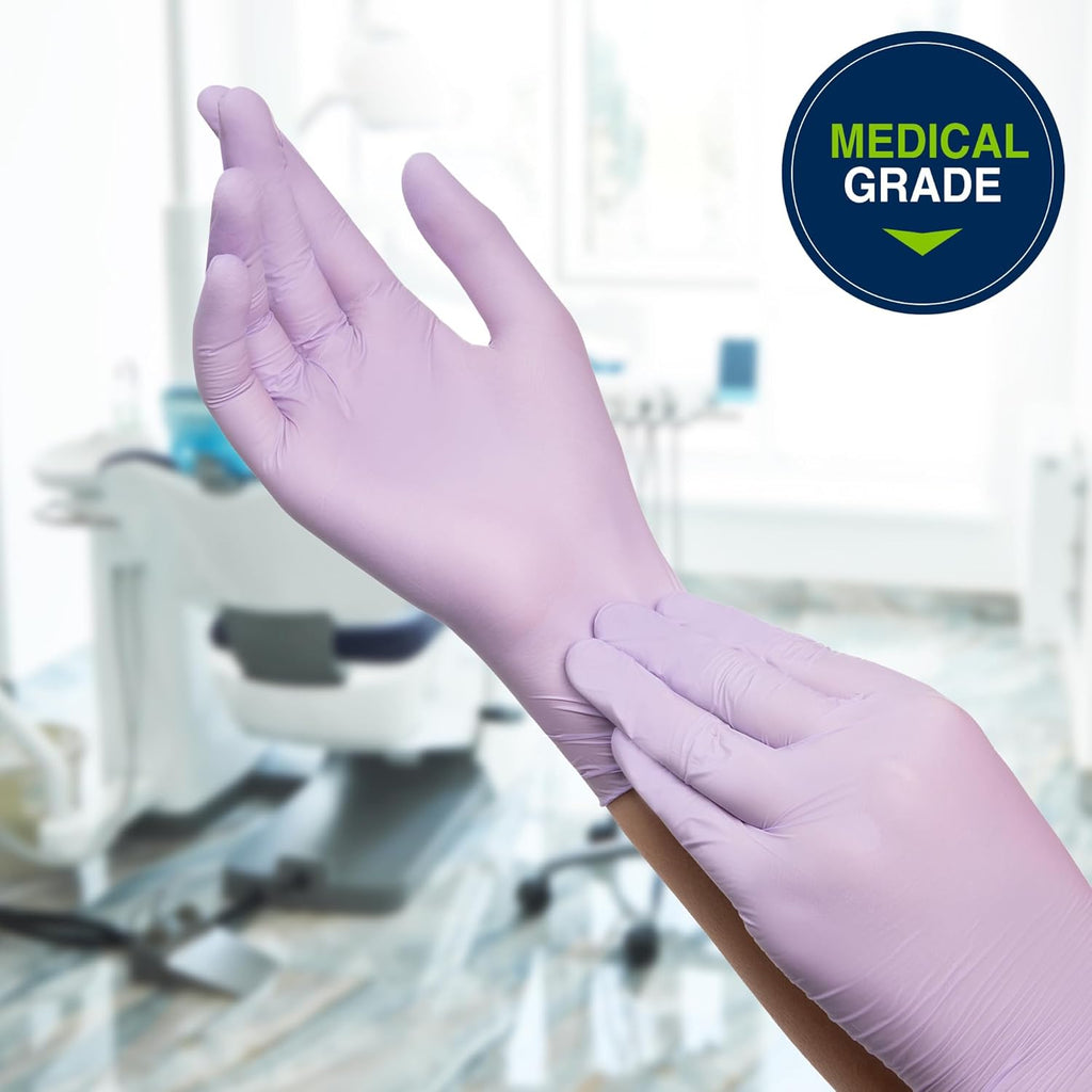 HALYARD Lavender Nitrile Exam Gloves, Disposable, Household Cleaning Supplies for First Aid, Beauty, Baby Care, Pet Care, 3.1 mil, Small, 52817 (Case of 2500)