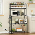 Large 5 Tier Bakers Rack with Electrical Outlets, 39 Inch Microwave Stand Coffee Bar, Kitchen Storage Shelf for Home, Counter Space Organizer