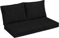 Arden Outdoor Loveseat Cushion Set, 48 x 24, Rain-Proof, Fade Resistant, Cushion Set for Couch, Bench, and Swing Black Leala