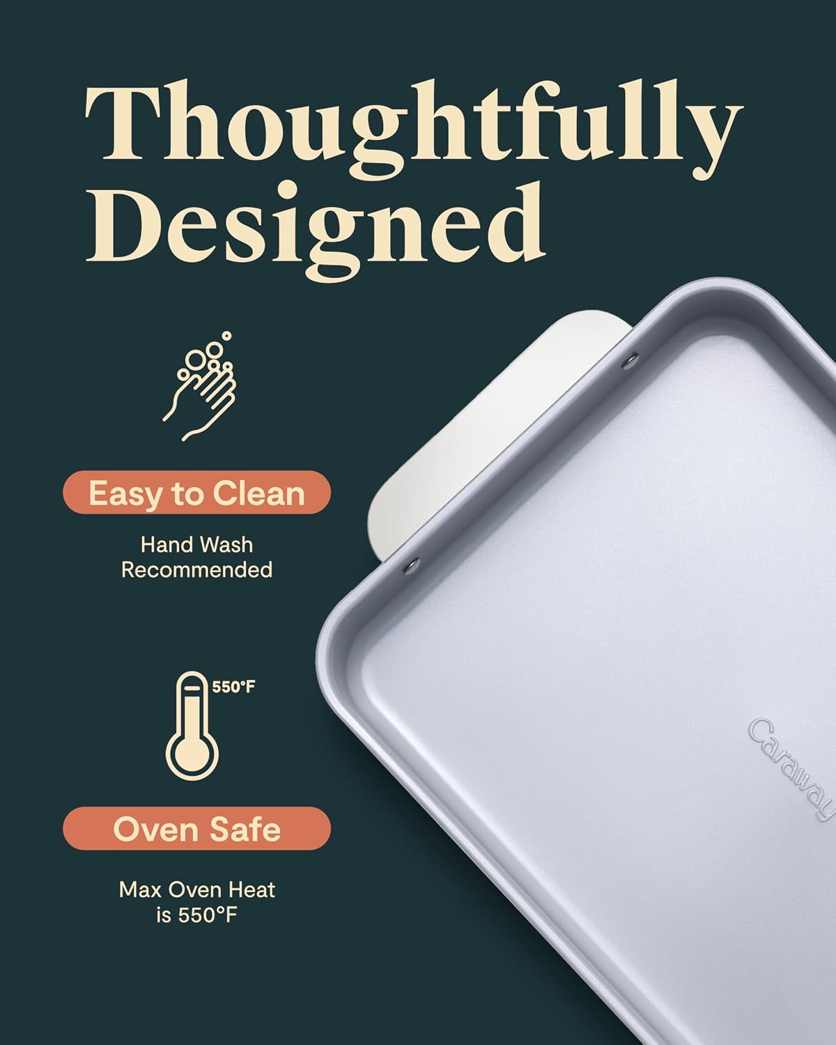 Caraway Non-Stick Ceramic 9'x13' Rectangle Pan Duo - Naturally Slick Ceramic Coating - Non-Toxic, PTFE & PFOA Free - Perfect for Brownies, Lasagnas, and More - Sage