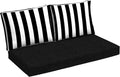 Arden Outdoor Loveseat Cushion Set, 48 x 24, Water Repellent, Fade Resistant, Cushion Set for Couch, Bench, and Swing, Black Cabana Stripe