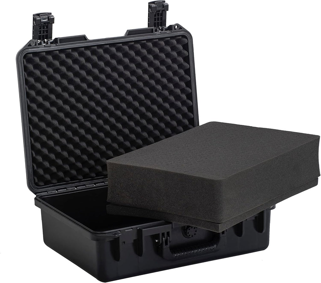 MEIJIA Premium Waterproof Hard Compact Camera Case with customizable fit foam,Full Protection with Light&Convenient Design,19.3'x15.25'x7.3'.,Elegant Black