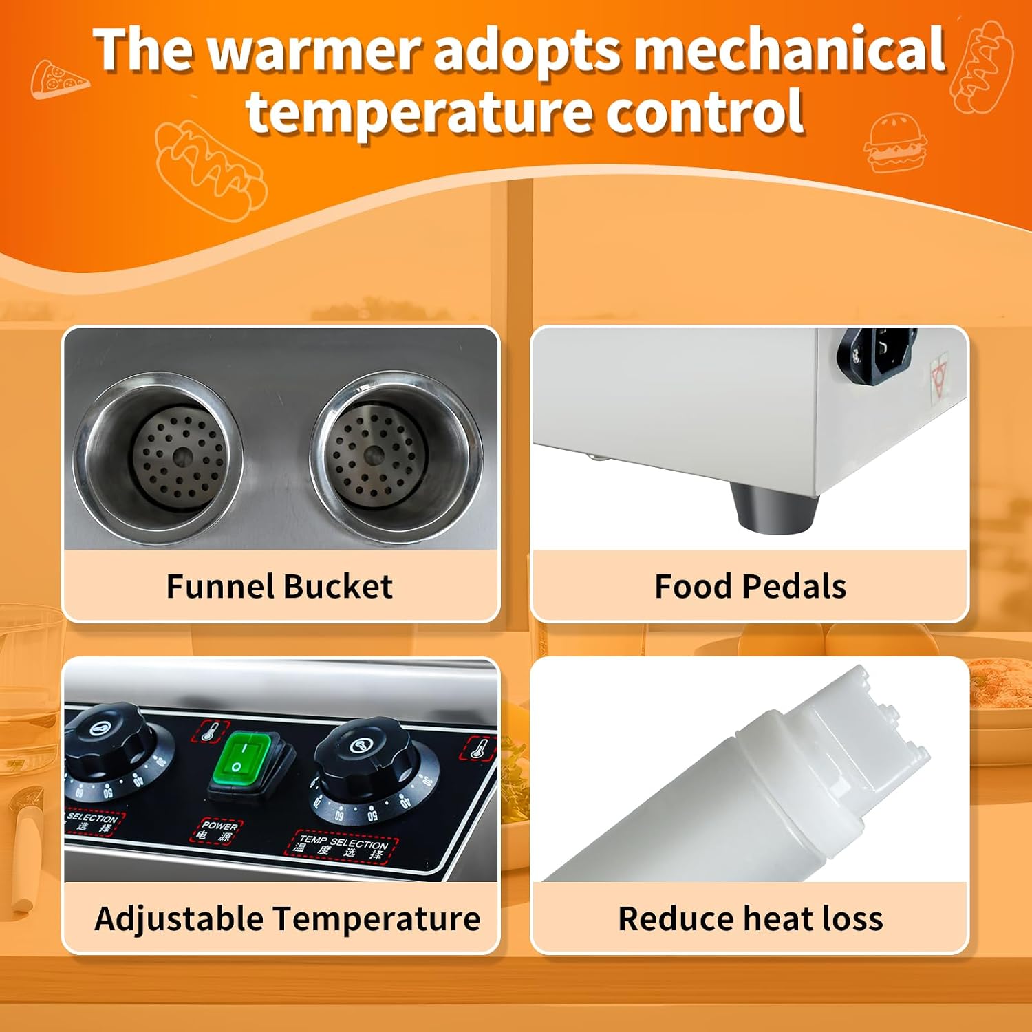 KOOTEN Cheese Warmer Electric Sauce Bottle Warmer Hot Chocolate Warmer and Dispenser 0.68x2 Qt Commercial Hot Fudge Warmer 86-185℉Sauce Warmer Dispenser,Double Bottles Nacho Cheese Warmer