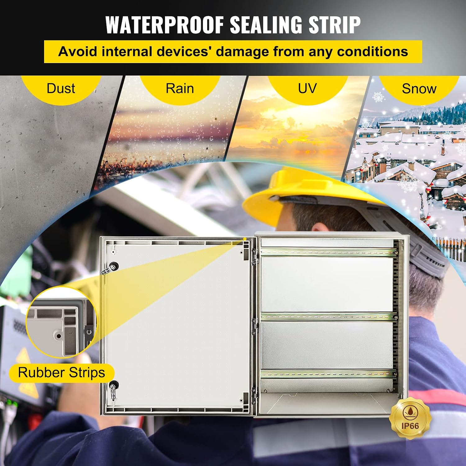 Happybuy NEMA Steel Case, 24x20x9'' NEMA 4X Fiberglass Electric Enclosure, with IP66 Water and Dust Resistance, Ideal for Both Outdoor and Indoor Applications, Comes with Mounting Plate (60x50x23 cm)