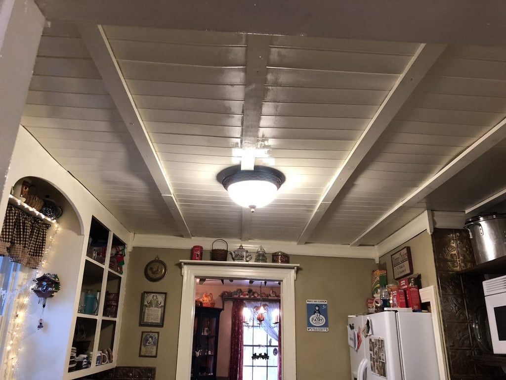 À LA MAISON CEILINGS R104 Bead Board Foam Glue-up Ceiling Tile (128 sq. ft./Case), Pack of 48, Plain White