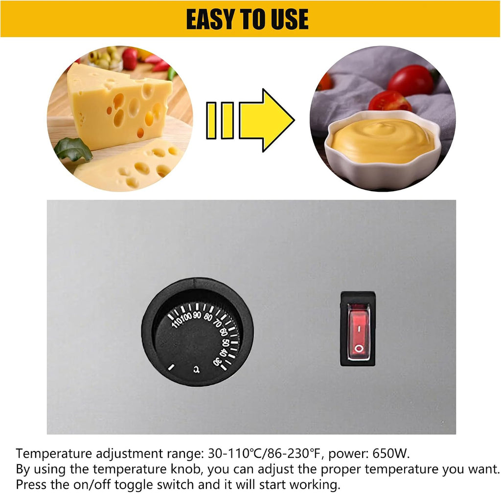 650W Electric Hot Fudge Warmer,Cheese Dispenser with Pump,2.3L Cheese Sauce Warmer Pump Dispenser,Stainless Steel Cheese Pump Dispenser for Fudge Cheese Caramel (B)