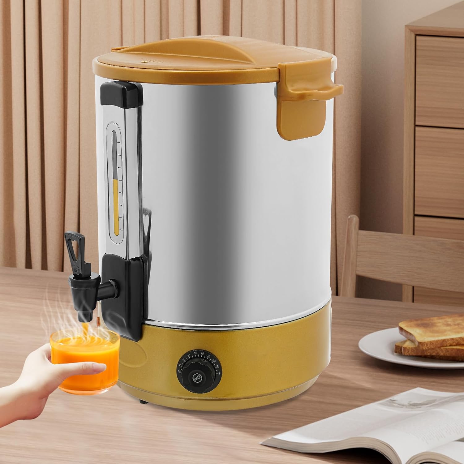 Hot Water Dispenser, 5.07 Gal Insulated Beverage Dispenser, 2800W Electric Heat Preservation Bucket with Adjustable Temperature & Practical Handles for Coffee Hot Tea Cold Milk Water Juice