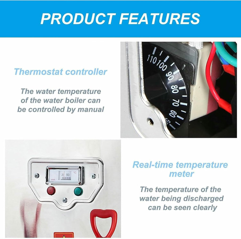 3KW Drinking Hot Water Boiler, 30L Commercial Stainless Steel Hot Water Dispenser with Non Drip Tap, Insulation Function, for Canteen, School, Company, Factory, Warehouse